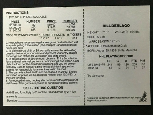 BILL DELARGO 1983-84 ESSO *SIN ARAÑAZOS* NO 6 COMO NUEVO + 65657 - Imagen 2 de 2