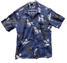 Vintage Hawaiiian Camp Shirt Mens XL Short Sleeve Palm Tree Hawaii Palmwave