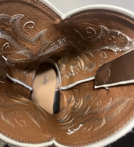 Justin 310JR Chocolate Burnished Cowboy Leather Square Toe Boots! Size 4.5D - Picture 12 of 13
