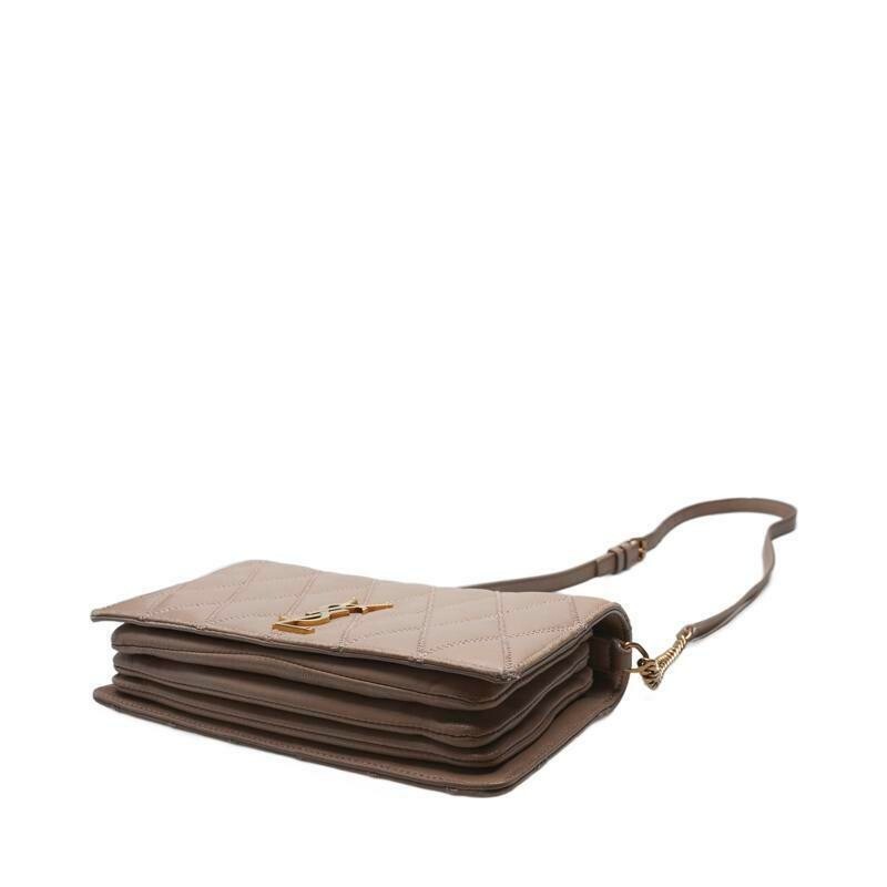 Borsa a croce Saint Laurent marrone Becky catena oro