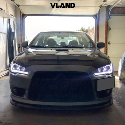 LED Headlights For 2008-2016 Mitsubishi Lancer EVO X Black Housing LED DRL A Set
