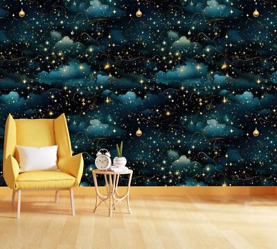 Sternenhimmel leuchtende Sterne Tapete Wandbild abnehmbar abwaschbar abziehen & kleben