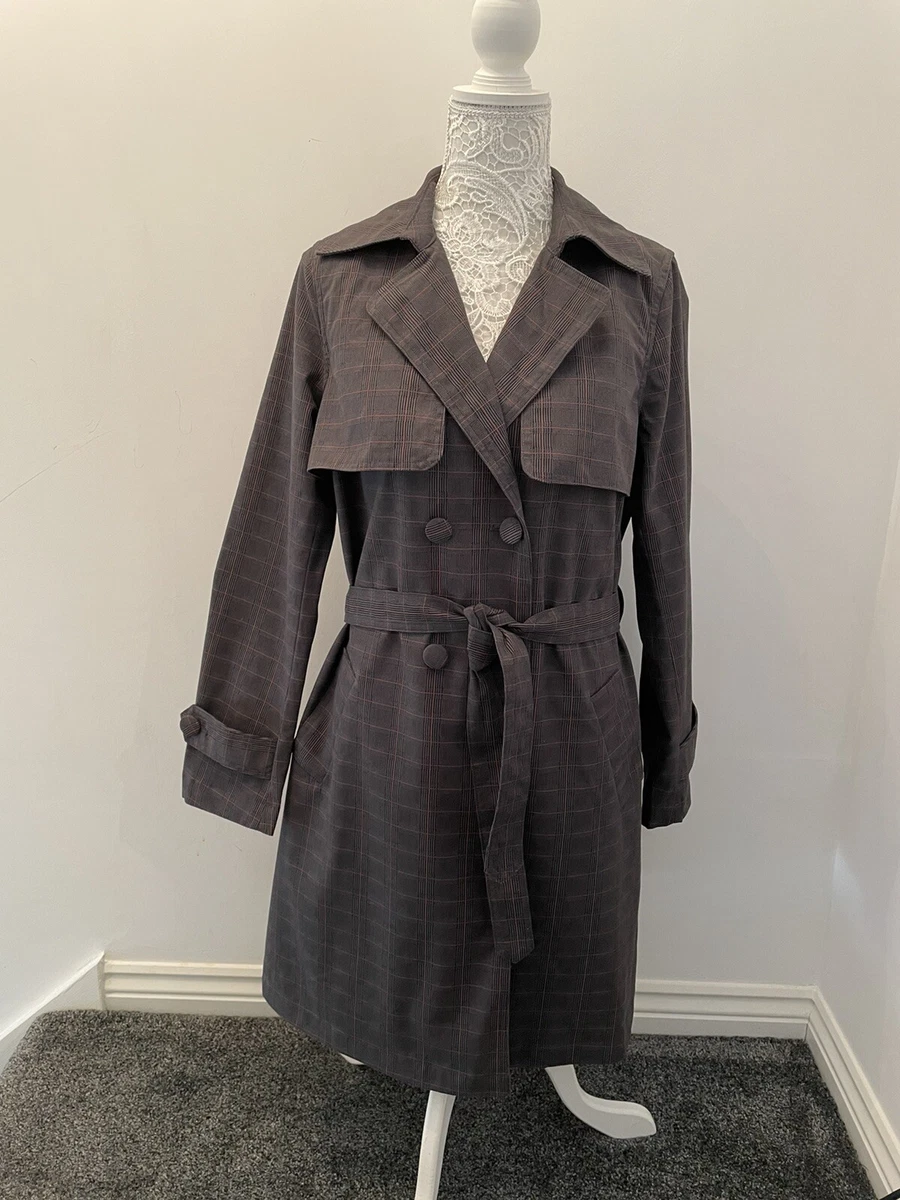 Ladies checked deals trench coat