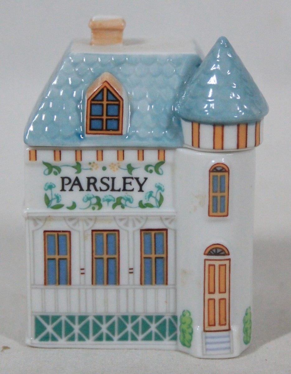 RARE! VINTAGE 1989 LENOX SPICE VILLAGE PORCELAIN HOUSE PARSLEY JAR
