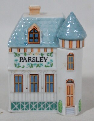 RARE! VINTAGE 1989 LENOX SPICE VILLAGE PORCELAIN HOUSE PARSLEY JAR 3'' TALL