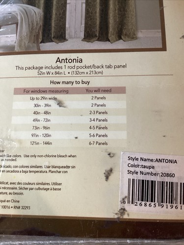 Elrene Antonia Rod Pocket Tab Panel 52inch W X 84L Bbin - Picture 3 of 3