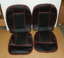 New Front Seat Covers Seat Upholstery For Mgb 1963-1968 Black Vinyl W Red Trim