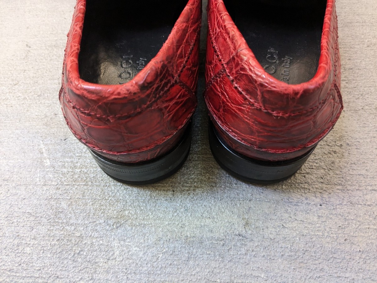 Gucci Horsebit Loafers Crocodile Red Men 7.5 Leather Snaffle  display picture 1