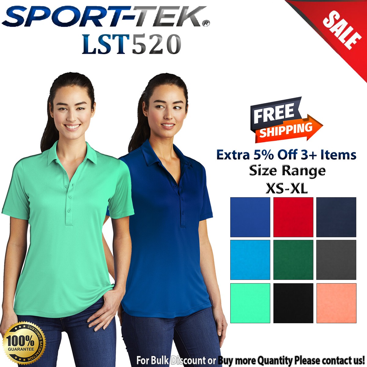 Sport-Tek LST520 Womens Short Sleeve Dri-Fit Moisture Wicking UV