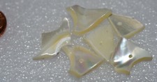 VINTAGE 6 GENUINE SHELL MOP BEADS   randon shapes  MOTHER OF PEARL full driled