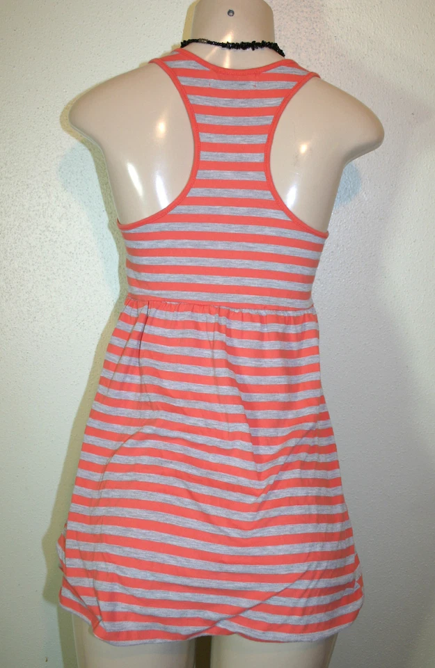 Camiseta sin mangas REBECCA BEESON talla 0 naranja gris a rayas espalda cruzada dobladillo burbuja Foto 3 de 4