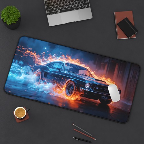 Tapis de souris Mustang Fastback Flaming Muscle voiture bureau tapis de souris grand tapis de souris de jeu - Photo 2/9