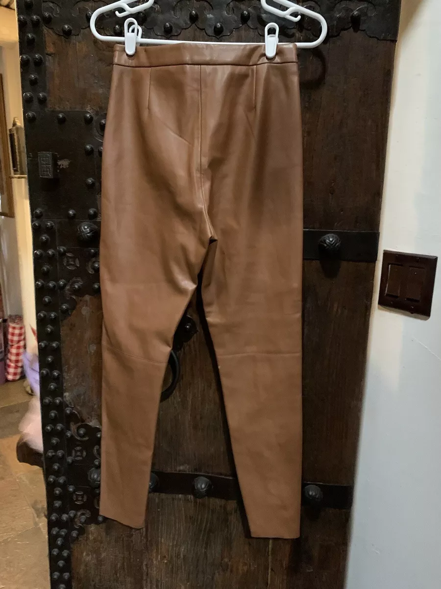 Zara Leggings Womens Brown High Waisted Faux Leather XS