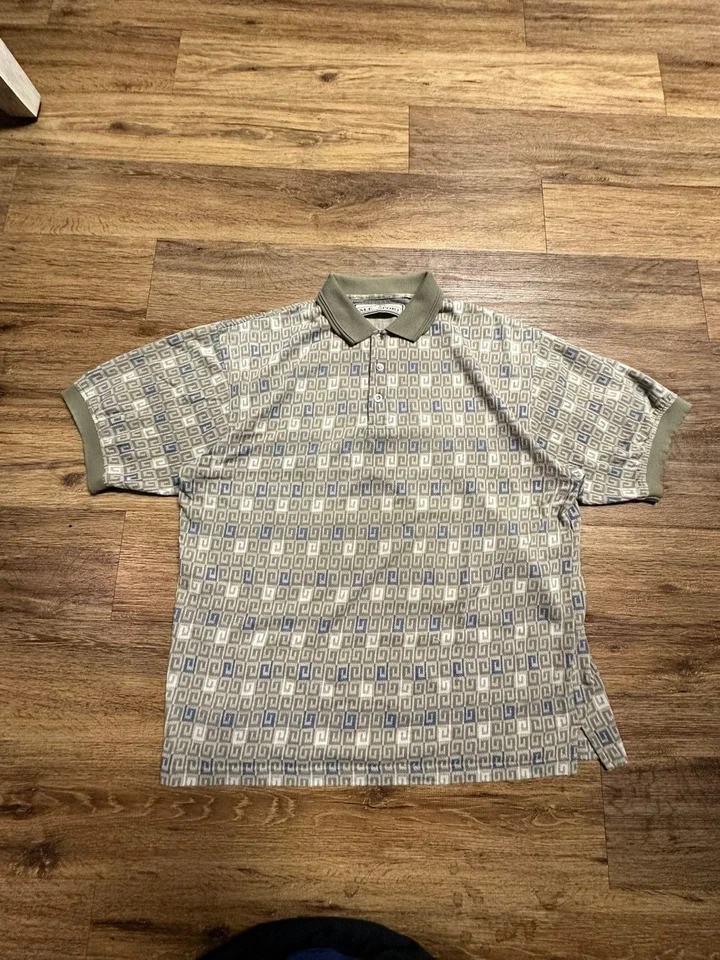 Винтажная мужская футболка поло на пуговицах повседневная... - Изображение 2 из 2