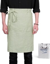 100 Pure Linen Bistro Half Apron - 25 x 35 Inch