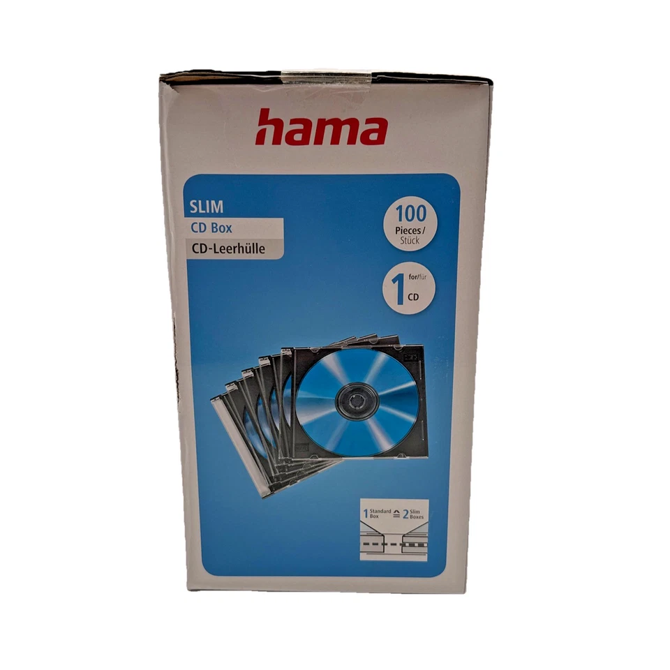 Hama CD Leerhüllen Schutz Hüllen Cases Boxen Slim 5mm Höhe Disc 100 Stk NEU&OVP - Bild 3 von 4