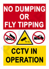 WARNING DO NOT DUMP RUBBISH HERE Metal wall sign CCTV no fly tipping plaque