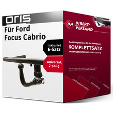 Für Focus Cabrio II (Oris) Anhängerkupplung abnehmbar + E-Satz 7pol universell