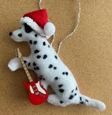 DALMATIAN CHRISTMAS ROCKING SANTA GUITAR - Part needle felted DOG