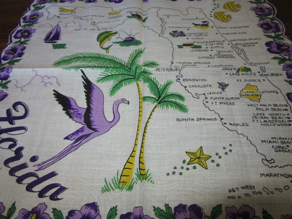 De colección Hankie Florida State Souvenir festoneado ¡Lindos gráficos! Foto 3 de 4