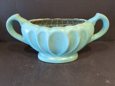 MEDIUM SIZE VINTAGE * DEE CEE * TURQUOISE STONEWARE MANTLE POSY VASE   #