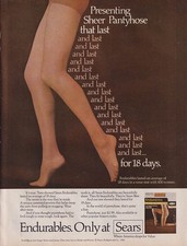 Presenting Sheer Pantyhose that last  last  last: Sears Endurables ad 1980