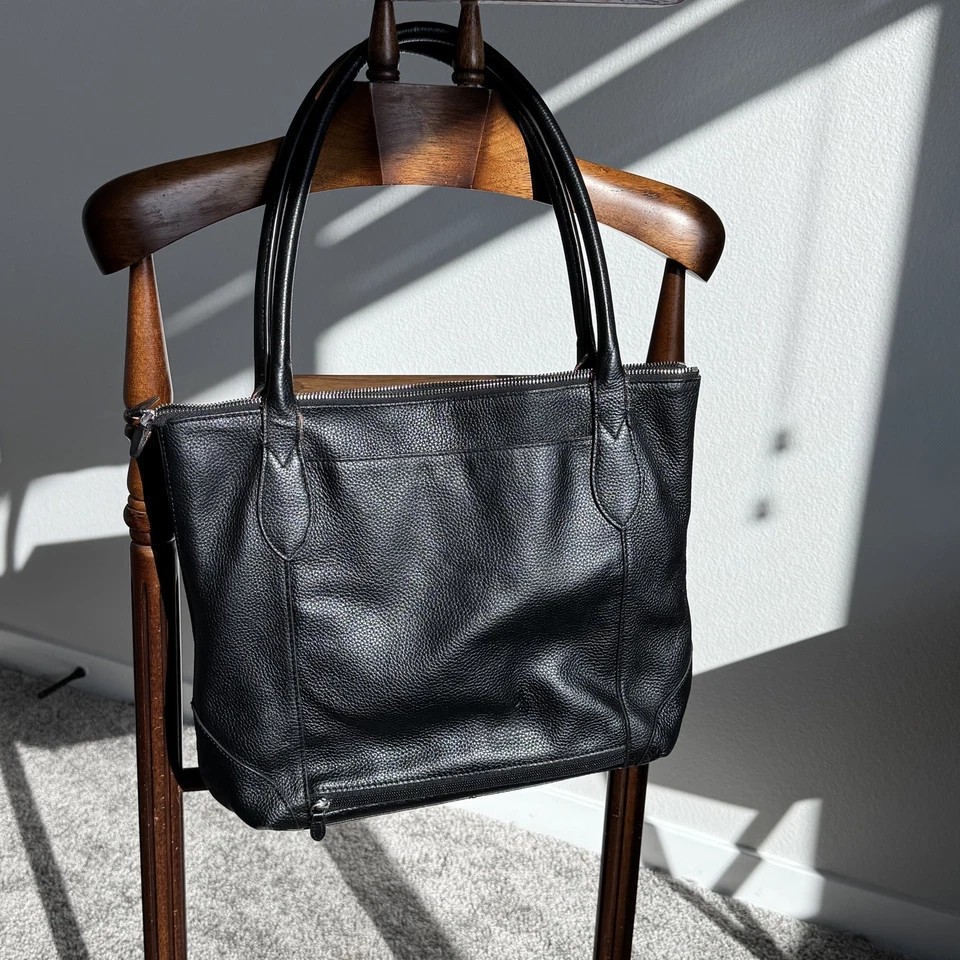 Bolso de Mano de Cuero LODIS Negro Guijarro Cremallera Superior Laptop Trabajo Viaje Trolley Manga Foto 3 de 4