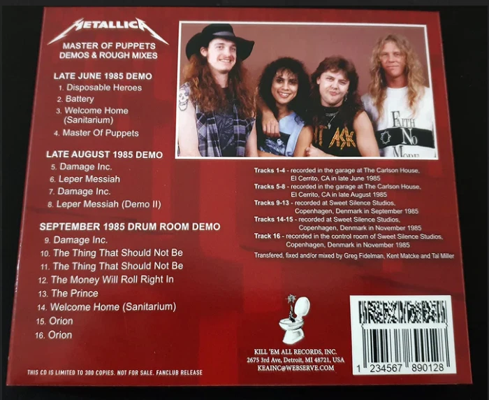 METALLICA Master Of Puppets Demos & Rough Mixes ImportCD Limited Edition SEALED - Image 2 of 2