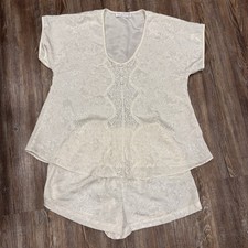 Vintage Val Mode Lingerie Set Cream Sz Med Bridal Honeymoon