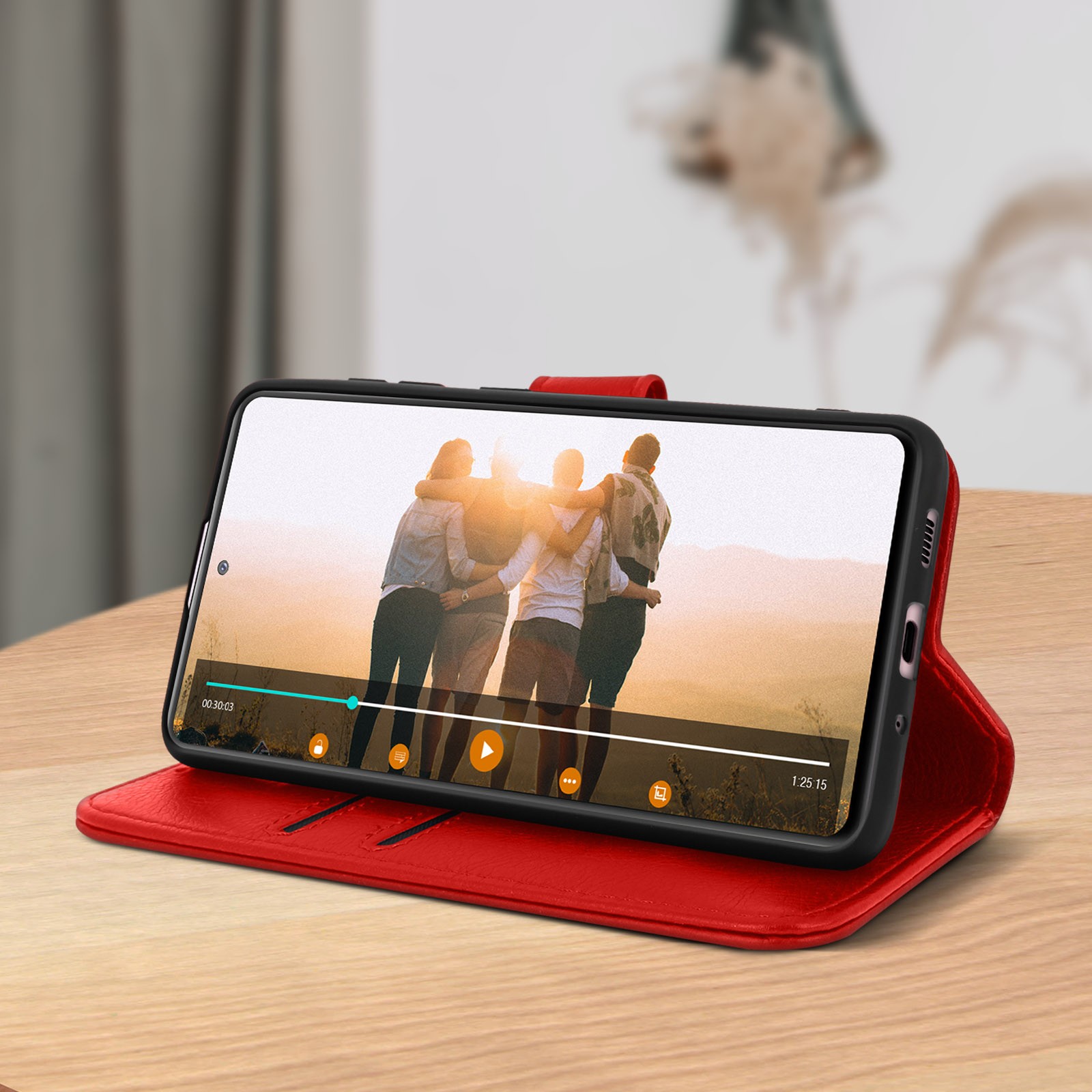 Coque Intégrale Galaxy S20 FE avec Support Vidéo Rétractable Rouge