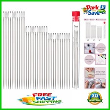 30 Large Eye Hand Sewing Needles - Stainless Steel, 3 Sizes for Easy Threading