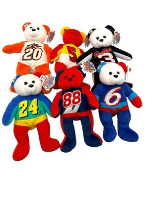 Team Speed Bears NASCAR Dale Earnhardt Plush Beanbag #3 #6 #88 #24 Lot Vintage
