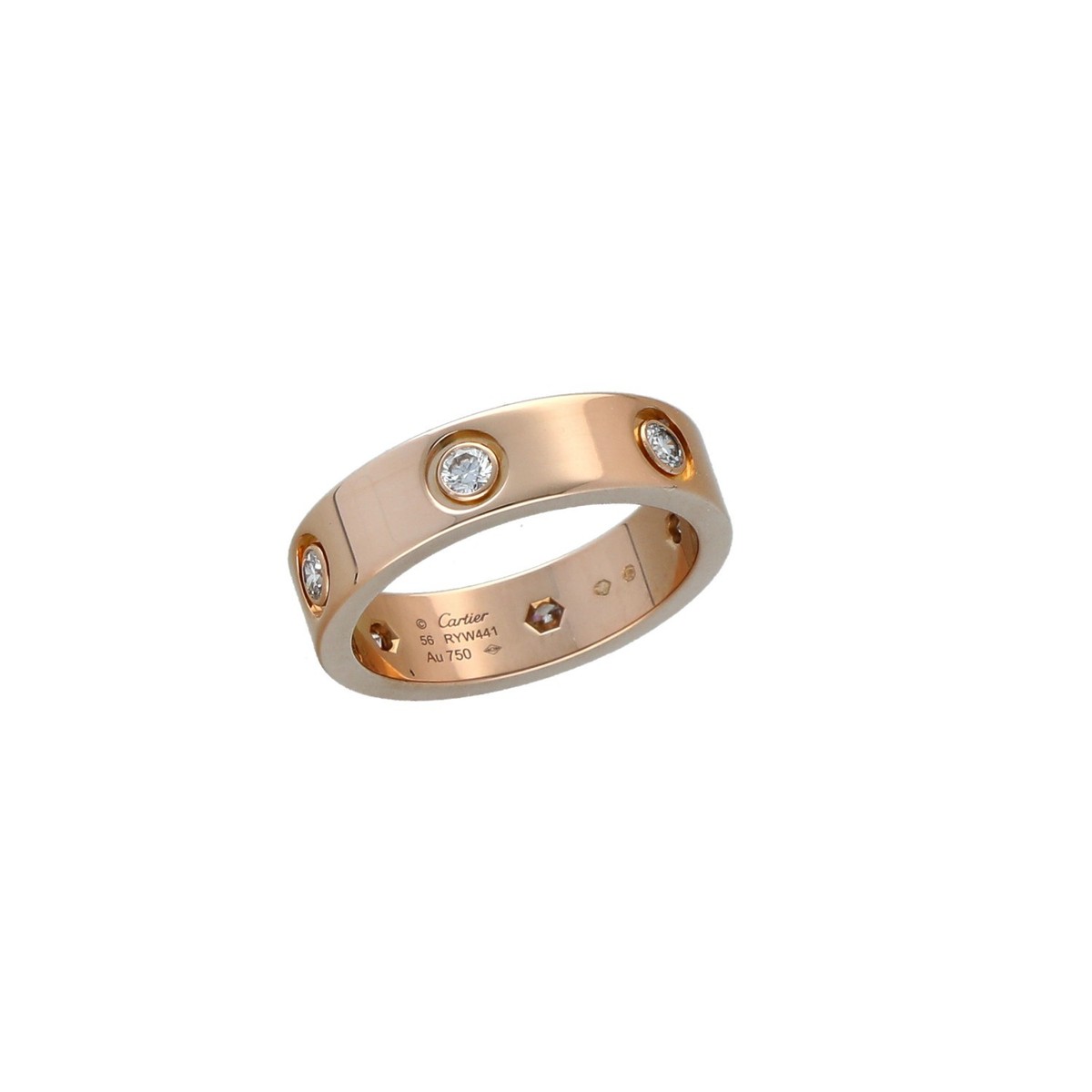 Cartier Love 18k 750 Rose Gold 6 Diamonds Ring Size 56 7.5 | eBay