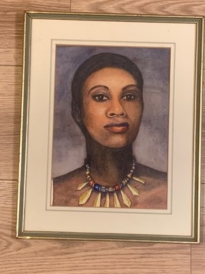 Original Watercolor Portrait  Mood Indigo  by Angela Close