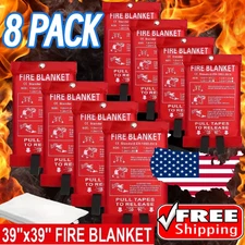 8~PACK FIRE BLANKET Fiberglass Hero Emergency Home Retardant Prepared 39''x39''.