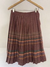 VTG 70s Chequers Plaid Pleated Midi Skirt Sz 11/12 ILGWU Union Made Usa Wooll