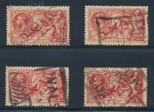 Great Britain 5/- Seashorse 4 identifiable parcel post cancels