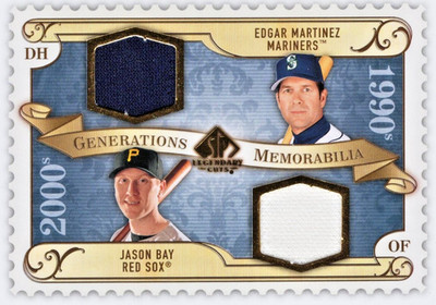 2009 EDGAR MARTINEZ/JASON BAY UPPER DECK SP LEG.CUTS GU JERSEY __B18
