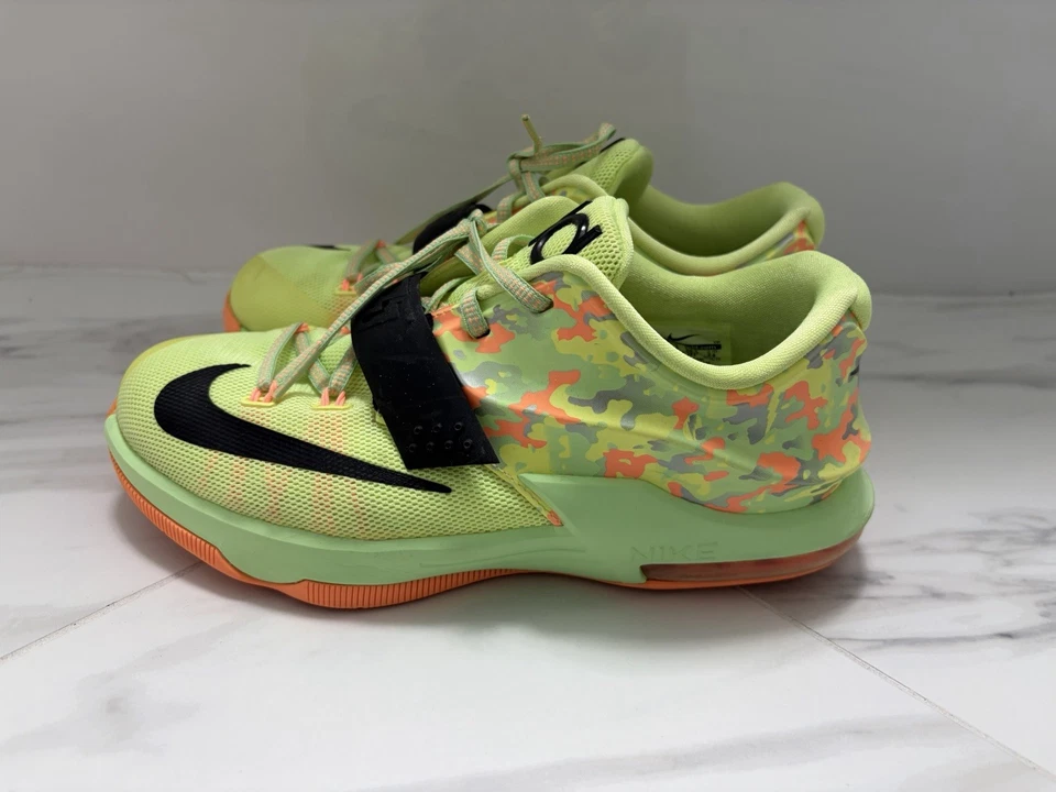 Nike KD 7 Basketball Shoes, Youth Sz 6Y, Neon Green/Orange, EUC, 669942-304 - Image 2 of 4