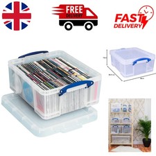 Durable 18L Clear Plastic Storage Box with Lockable Lid for Secure DVD Storage