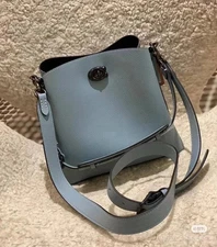 C3916 Coach Dark Blue 2way Shoulder Bag Pebbled Leather Willow Outlet  NWT