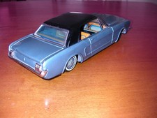 1964 1/2 FORD MUSTANG TIN TOY 8" MADE IN JAPAN FRICTION TOY LT WINDVEIL BLUE/BLK