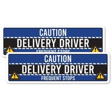Magnet Me Up Caution Frequent Stops Magnetic Decal - 3x10" 2 Pack, US Made