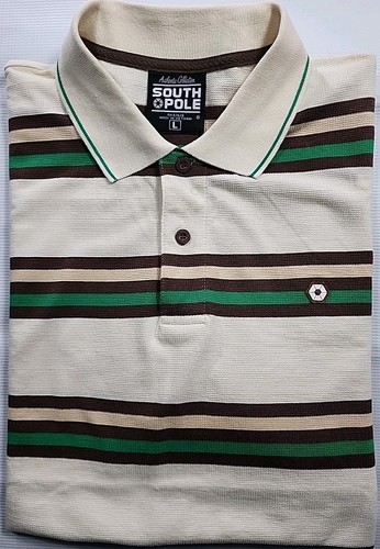 VTG SouthPole Striped Polo Shirt Mens Large Y2K 90's Streetwear Hip Hop NWOT