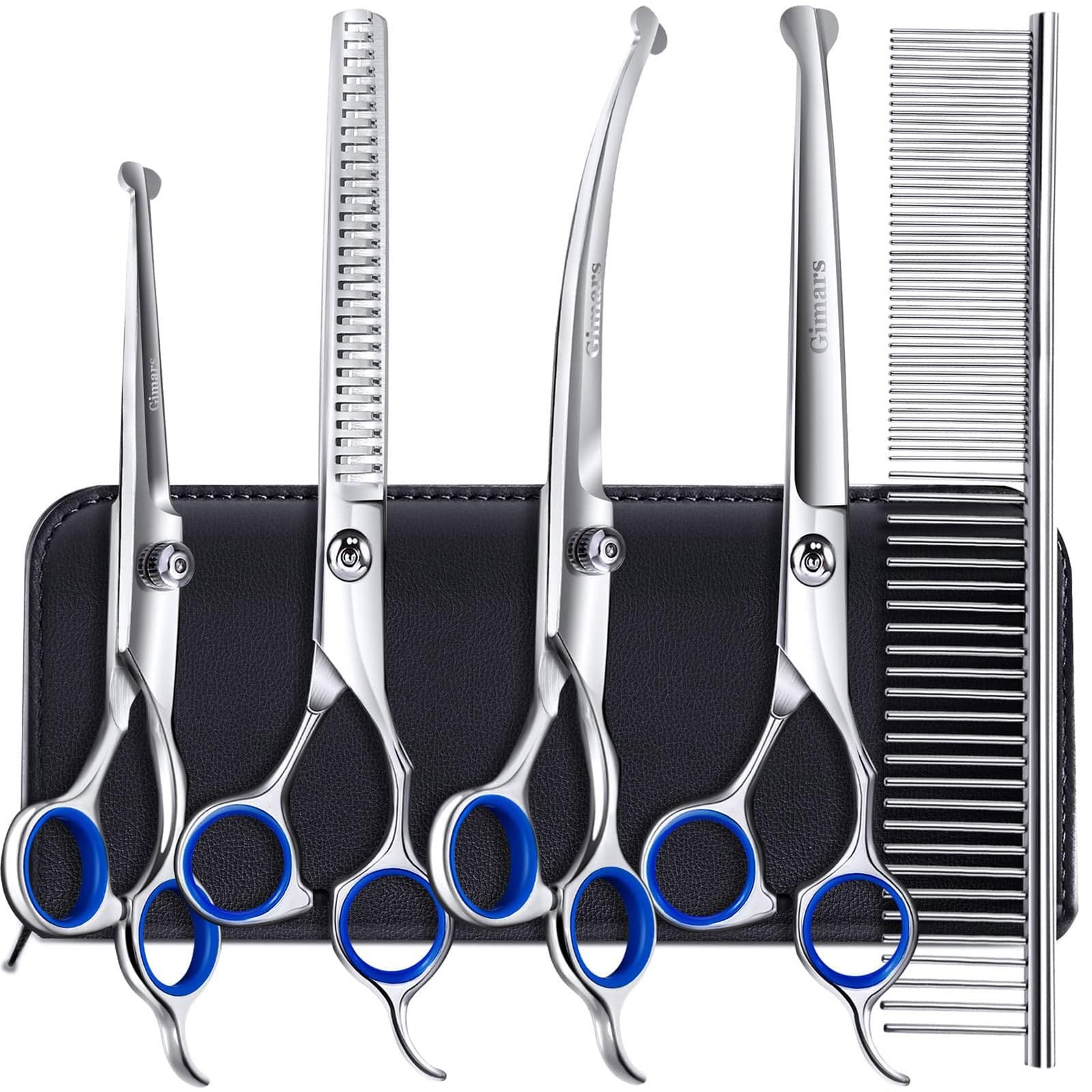 4CR Set Forbici Cani 6 in 1 Professionale in Acciaio Inox