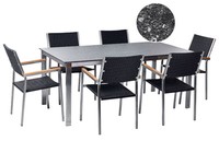 GartenmöBel Set Esstisch 180X90Cm Mit 6 StüHlen Rattan Schwarz Cosoleto/Grosseto