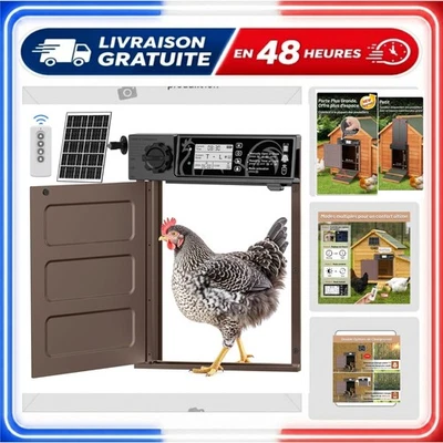 Porte automatique poulailler solaire 7W MASTERFUN avec télécommande - Photo 1/4