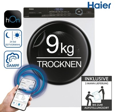 Haier HD90-A3TEAM5 Trockner Wärmepumpentrockner hOn App 9kg Dampffunktion 2ML