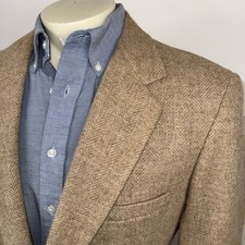 Vtg Warren Sewell Tweed Blazer Sport Coat Jacket Wool Elbow Pad Mens 44 Long NOS