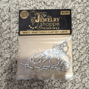 The Jewelry Shoppe Heart Toggle Clasp Set 882977L Silver 6 Sets
